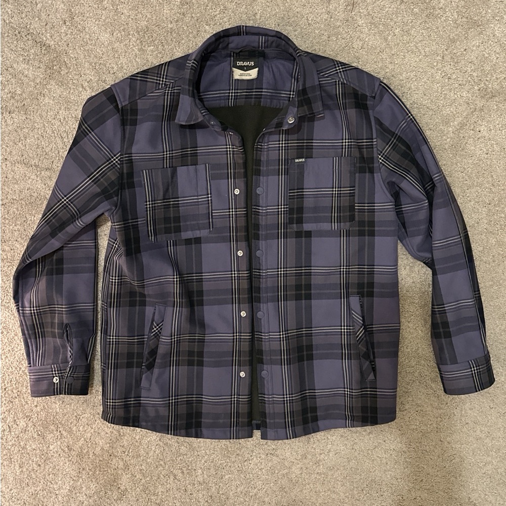 Men's Plaid Shirt Jacket in Navy and Black